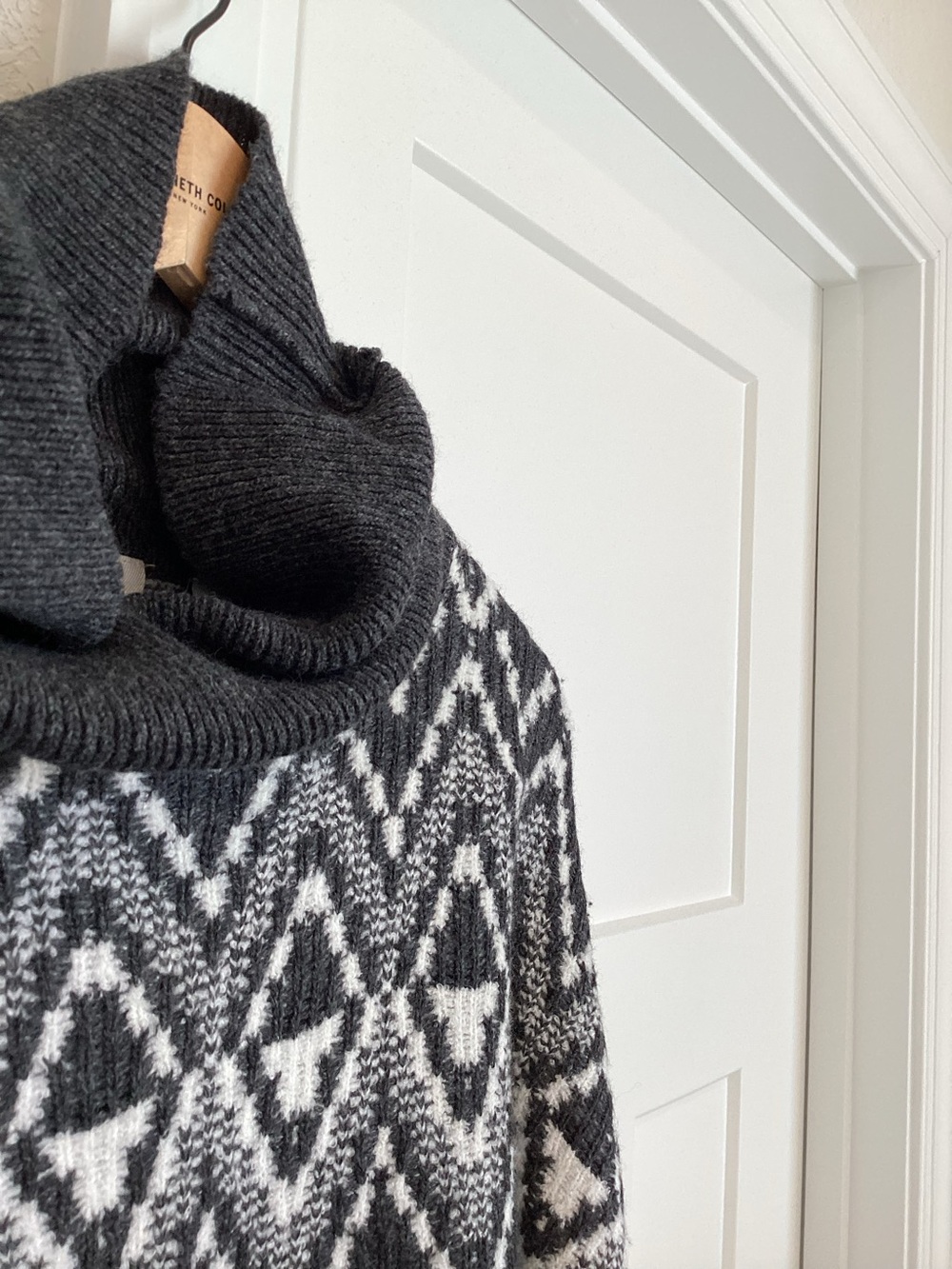 Varley Relaxed Fairisle Sweater Ida Roll Neck Knit New Medium Charcoal Grey - Picture 11 of 16
